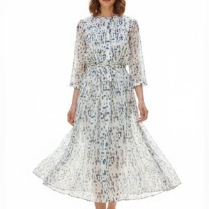 Delicate Ted Baker London Sheer See-Through Abstract Terrazzo Pleated Dress 4